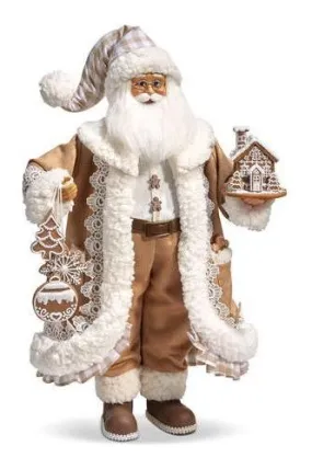 18" Gingham Gingerbread Christmas Santa Figure