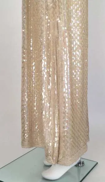 1960s Fred Perlberg Iridescent Ivory Sequined Evening Dress