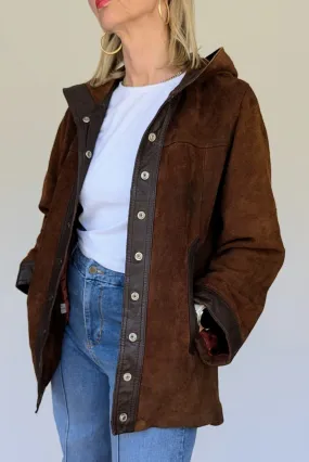 1970s Brown Suede Hooded Jacket