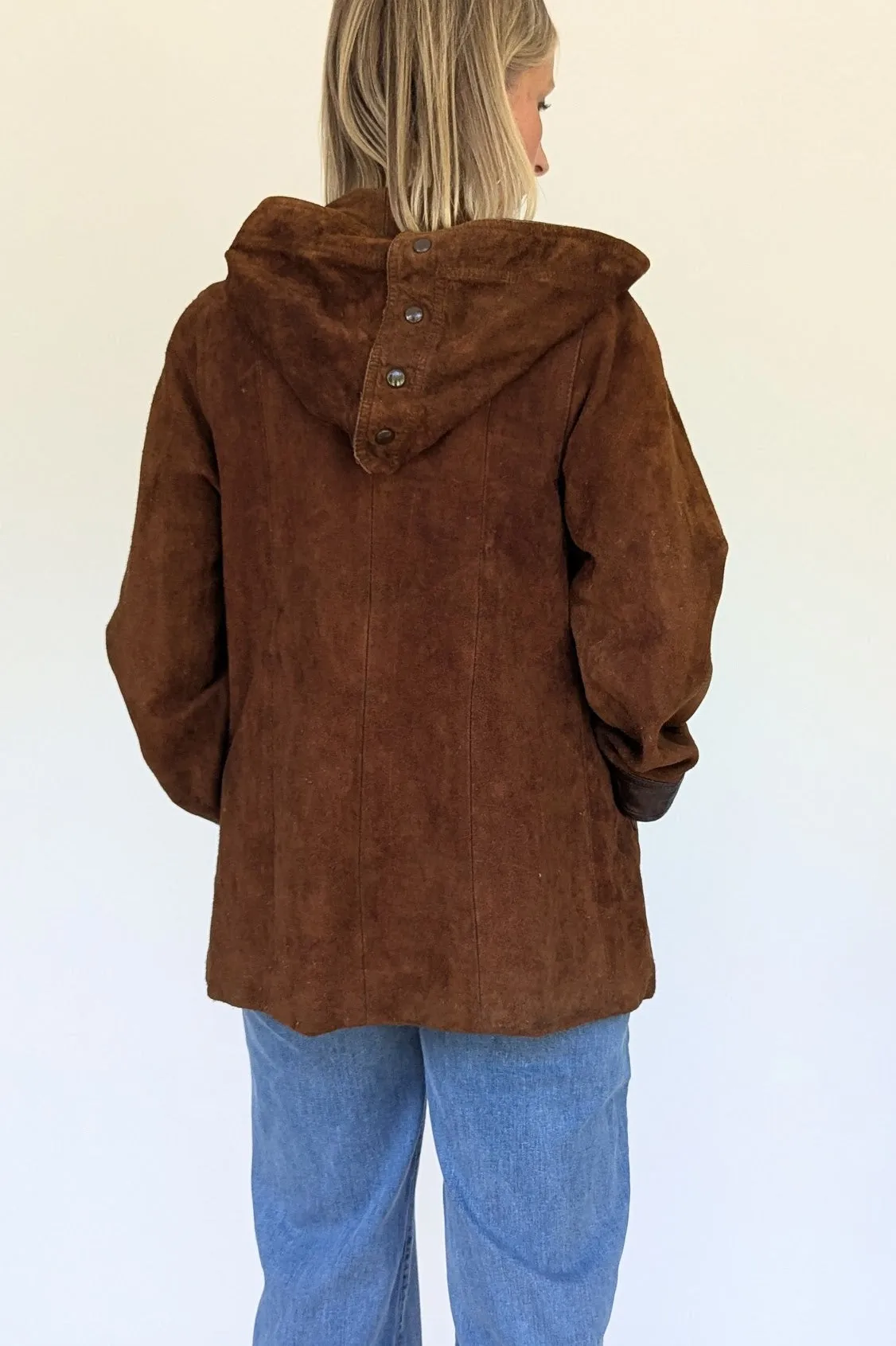 1970s Brown Suede Hooded Jacket