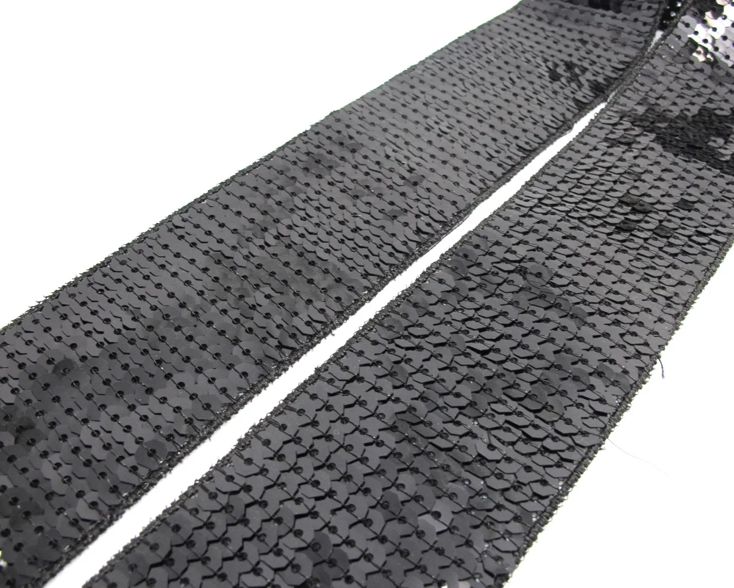 2 Yards 2 Inches Black Sequined Shinny Trim|Fabric Depo Trim|Quilting Supplies|Embellishment|Prom Dress Deco|Decorative Trim|Dress Border