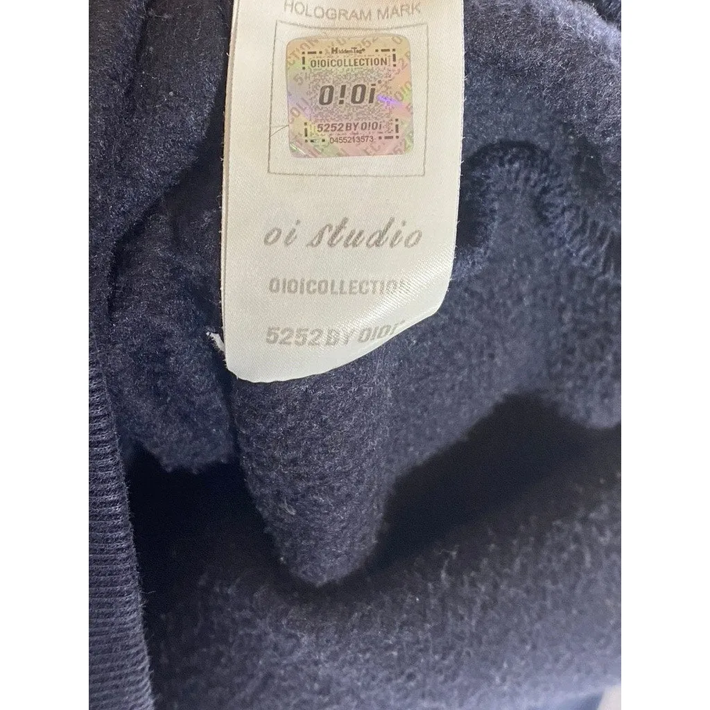 5252 BY OIOI Unisex Dark Navy/Red Patch Logo Casual Hoodie SZ S