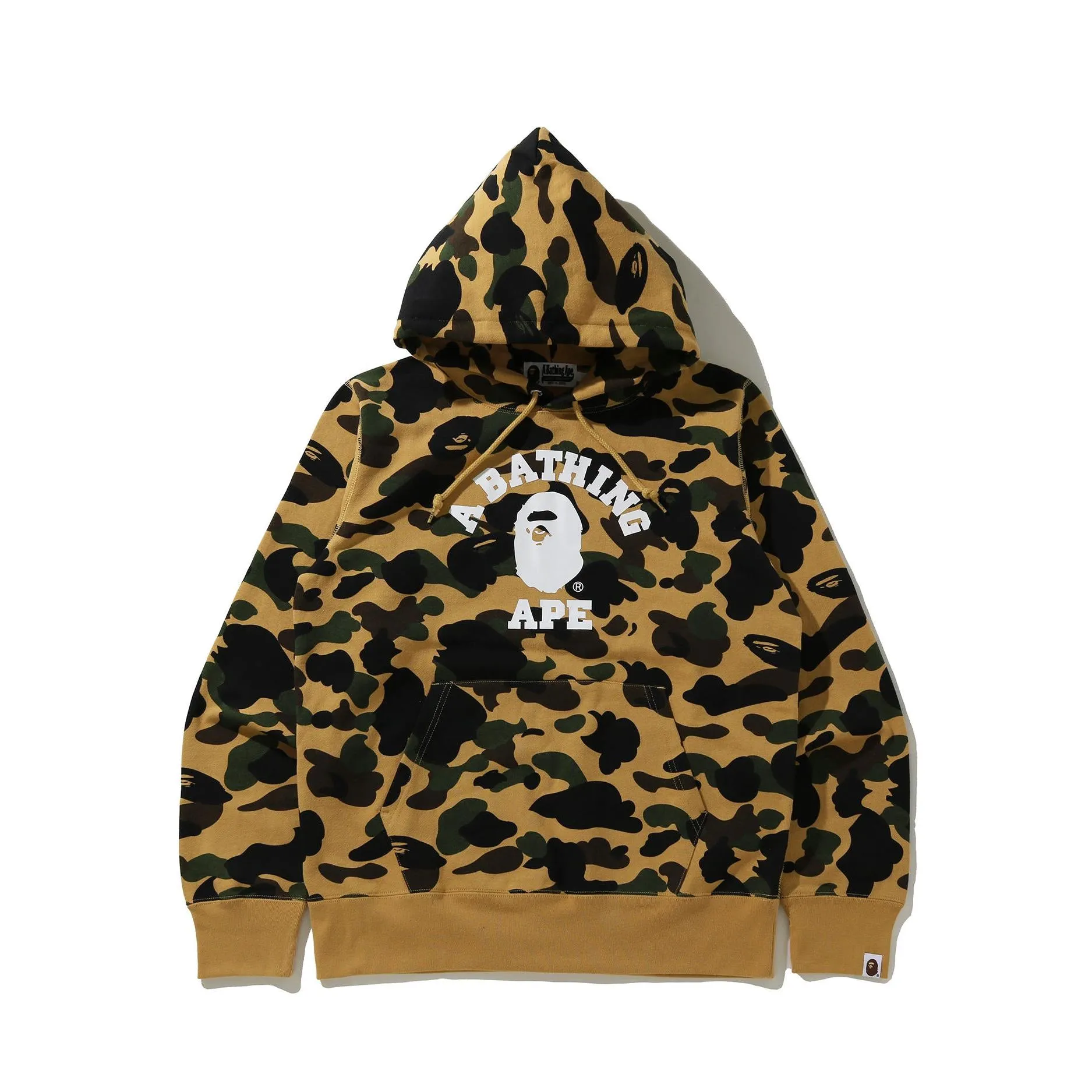A Bathing Ape 1st Camo College Pullover Hoodie - Yellow Camo