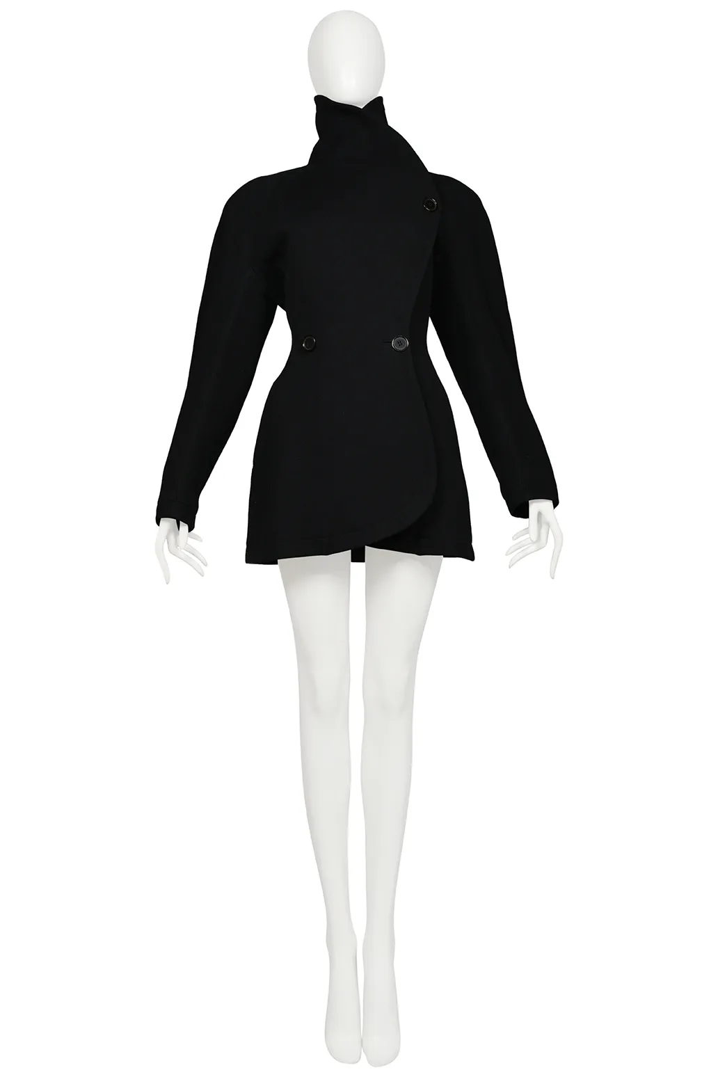 ALAIA BLACK WOOL ARCHITECTURAL JACKET