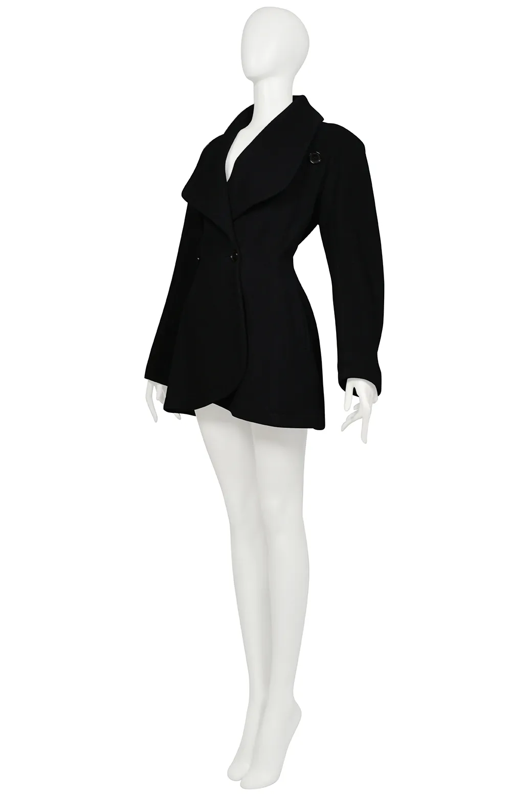 ALAIA BLACK WOOL ARCHITECTURAL JACKET