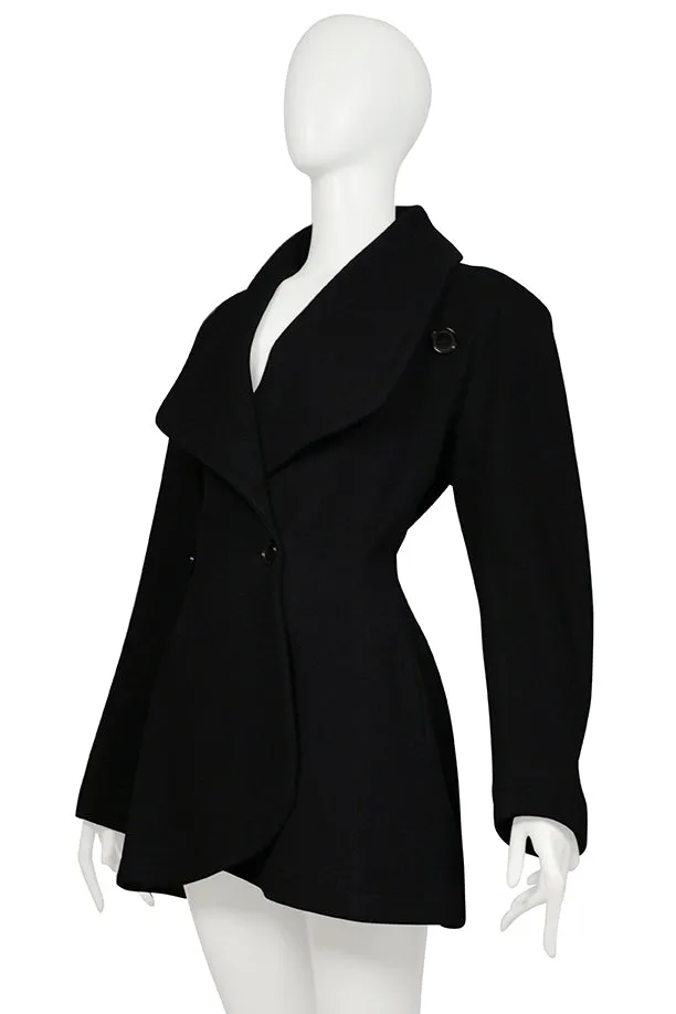 ALAIA BLACK WOOL ARCHITECTURAL JACKET