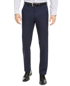 Alfani Mens Slim fit Dress Pants 32 / 30 Navy Blue Solid Stretch