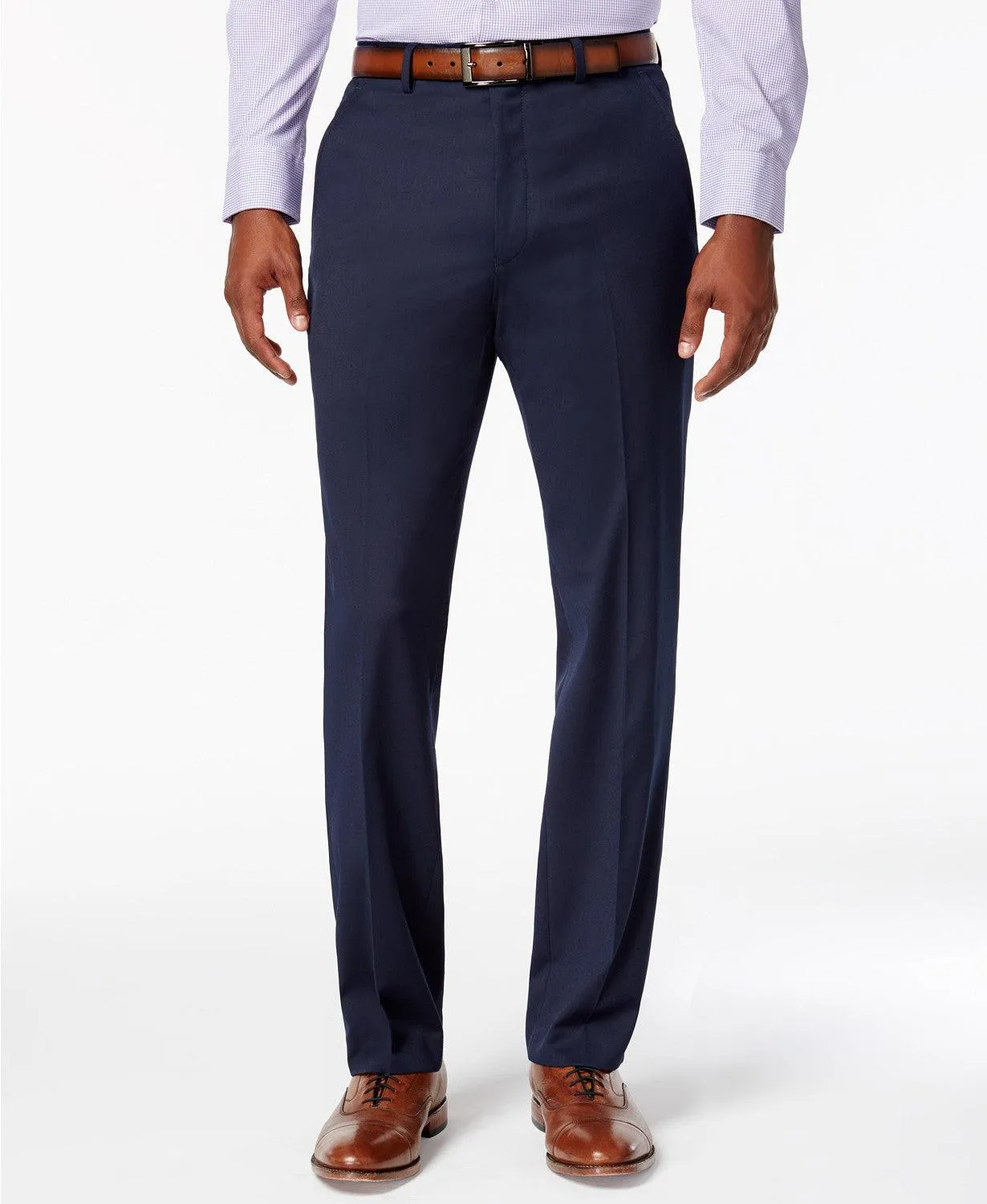Alfani Mens Slim fit Dress Pants 32 / 30 Navy Blue Solid Stretch