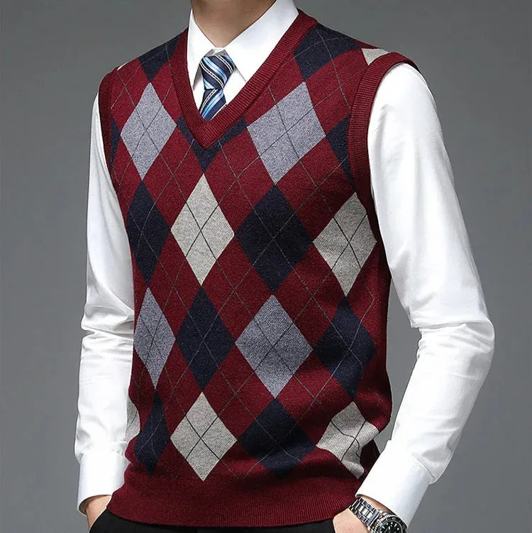 Atticus - Men's Argyle Knitted Sweater Vest