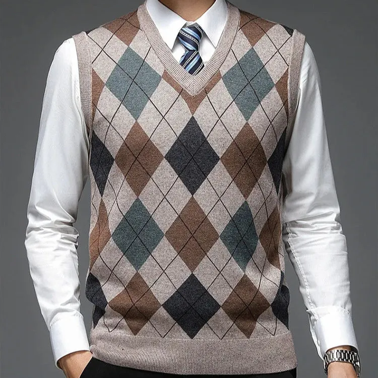 Atticus - Men's Argyle Knitted Sweater Vest