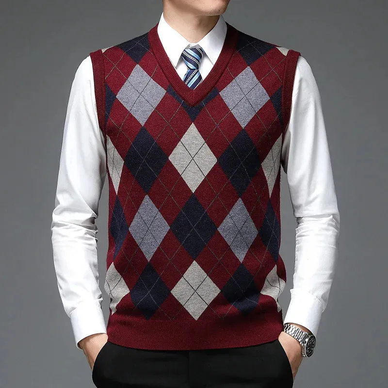 Atticus - Men's Argyle Knitted Sweater Vest