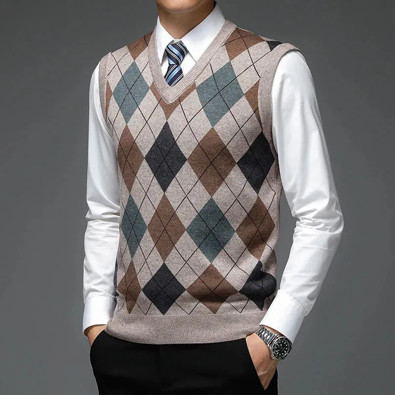 Atticus - Men's Argyle Knitted Sweater Vest