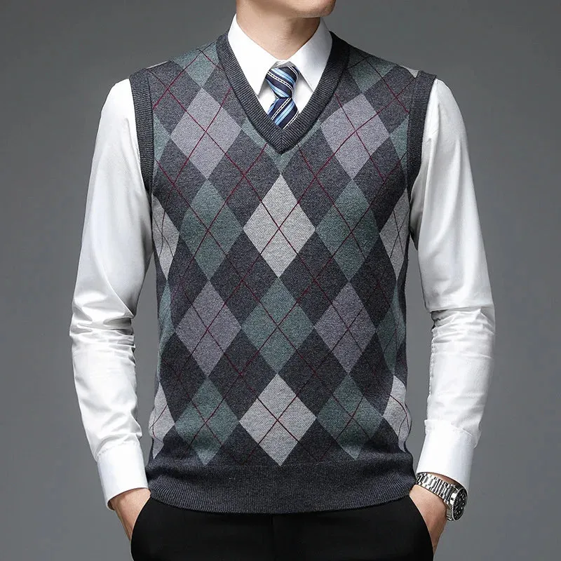 Atticus - Men's Argyle Knitted Sweater Vest