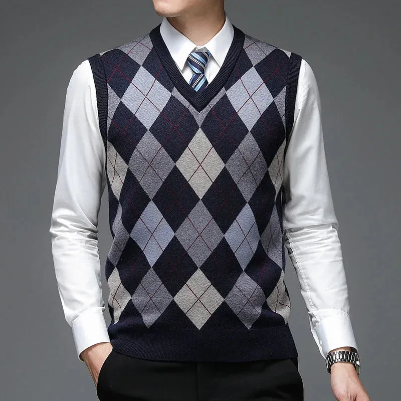 Atticus - Men's Argyle Knitted Sweater Vest