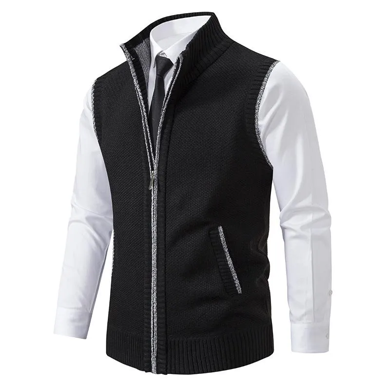 BACKWOODS | Men's Casual Solid Color Stand Collar Sleeveless Knitted Vest