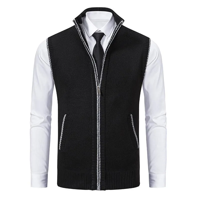 BACKWOODS | Men's Casual Solid Color Stand Collar Sleeveless Knitted Vest
