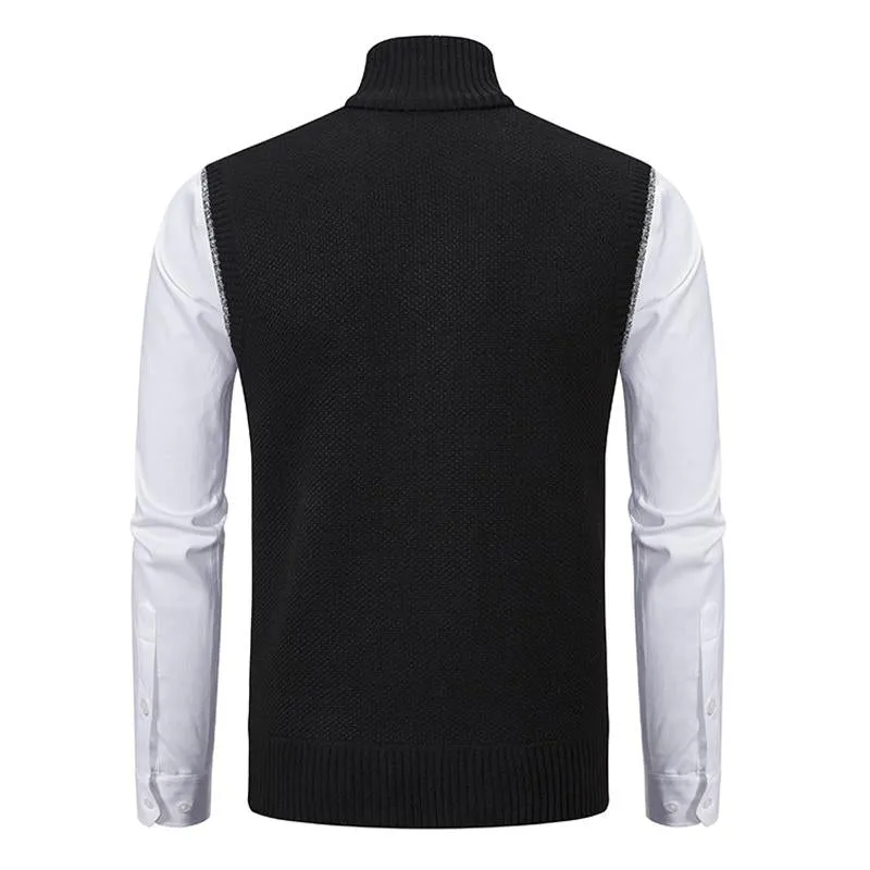 BACKWOODS | Men's Casual Solid Color Stand Collar Sleeveless Knitted Vest