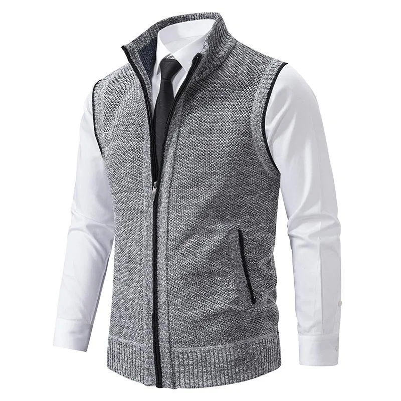 BACKWOODS | Men's Casual Solid Color Stand Collar Sleeveless Knitted Vest