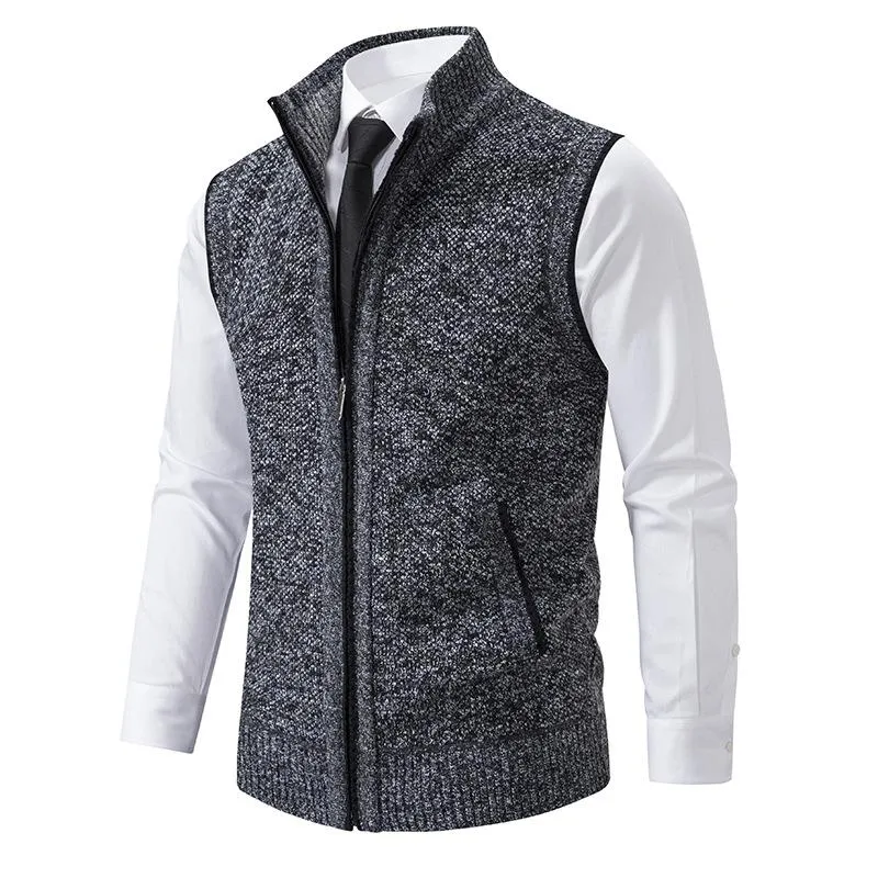BACKWOODS | Men's Casual Solid Color Stand Collar Sleeveless Knitted Vest
