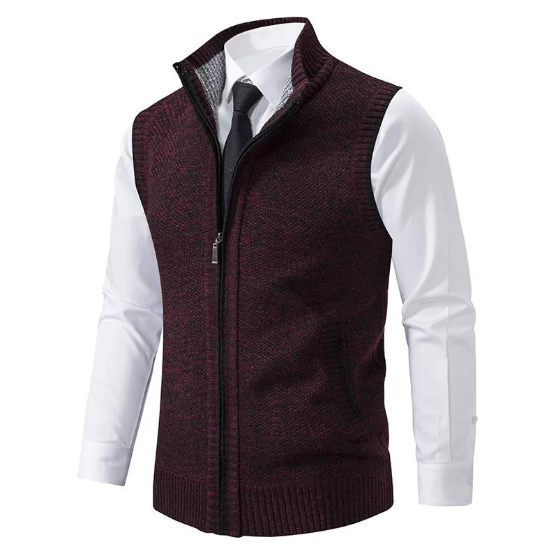 BACKWOODS | Men's Casual Solid Color Stand Collar Sleeveless Knitted Vest