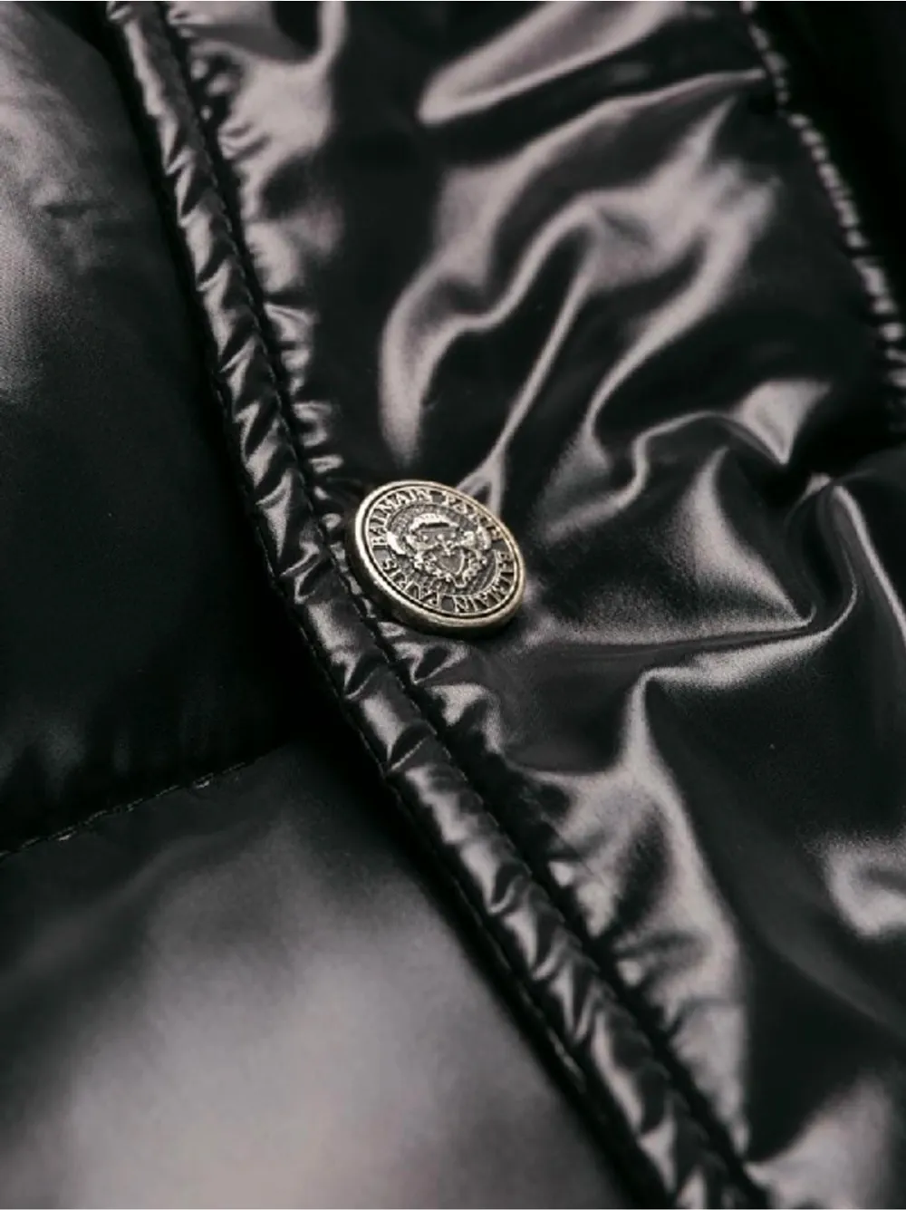 BALMAIN Fur Collar Down Coat Black