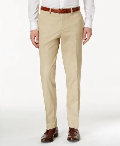 Bar Iii Mens Slim fit Dress Pants 32 / 32 Beige Solid Stretch