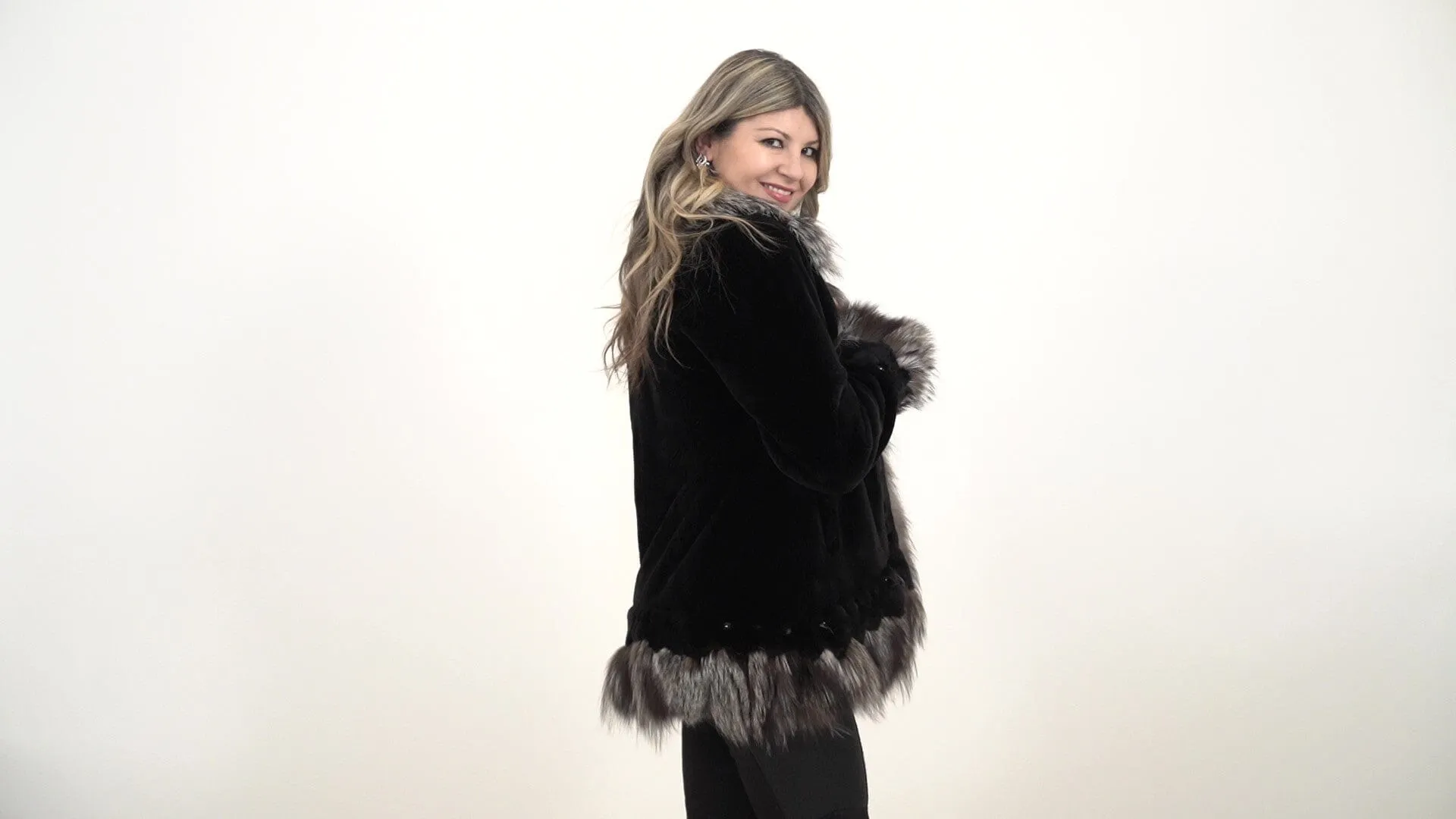 Black Beaver Fur Jacket