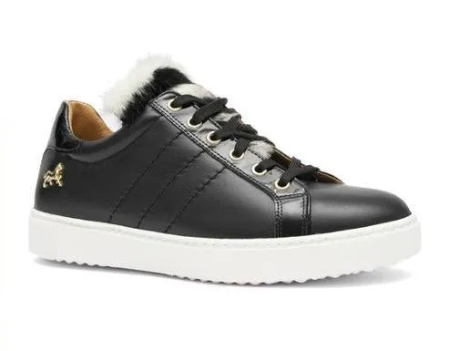 Black Faux Fur Trim Sneakers