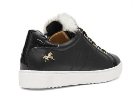 Black Faux Fur Trim Sneakers