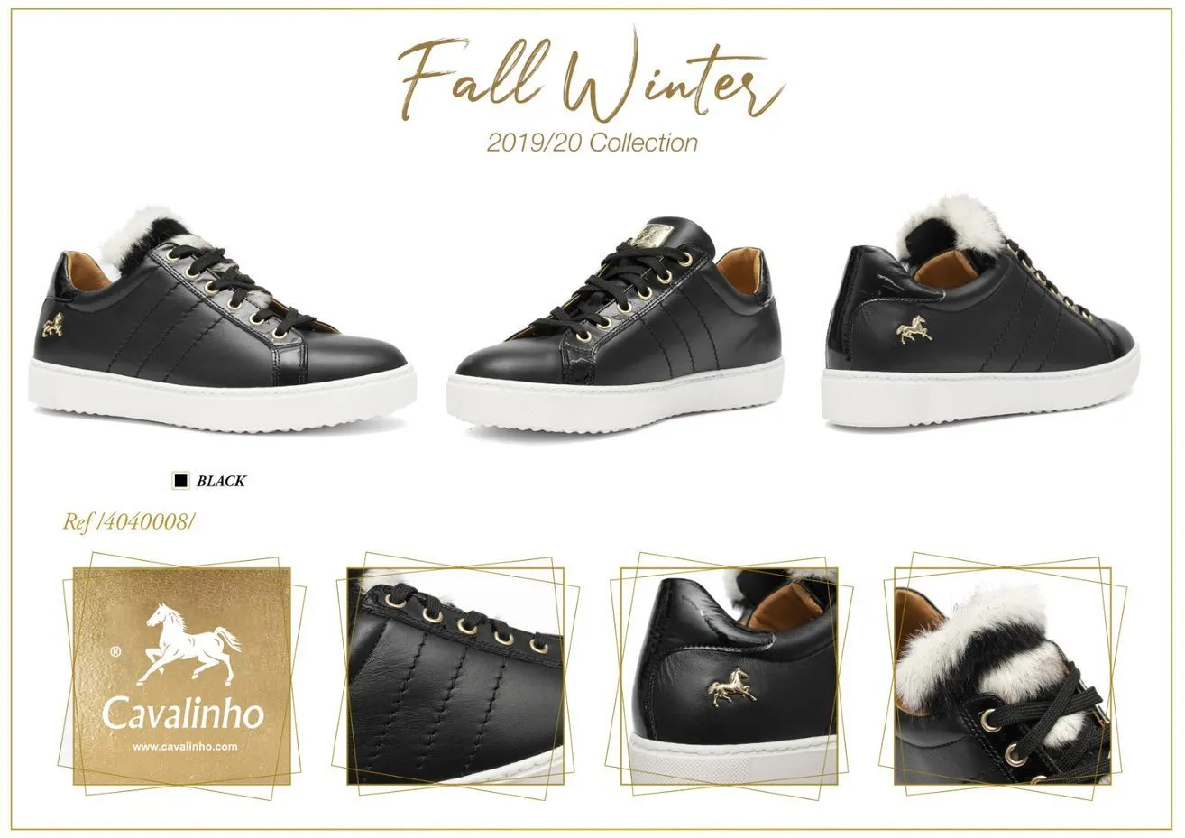 Black Faux Fur Trim Sneakers