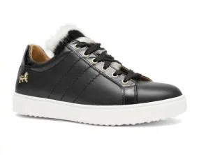 Black Faux Fur Trim Sneakers
