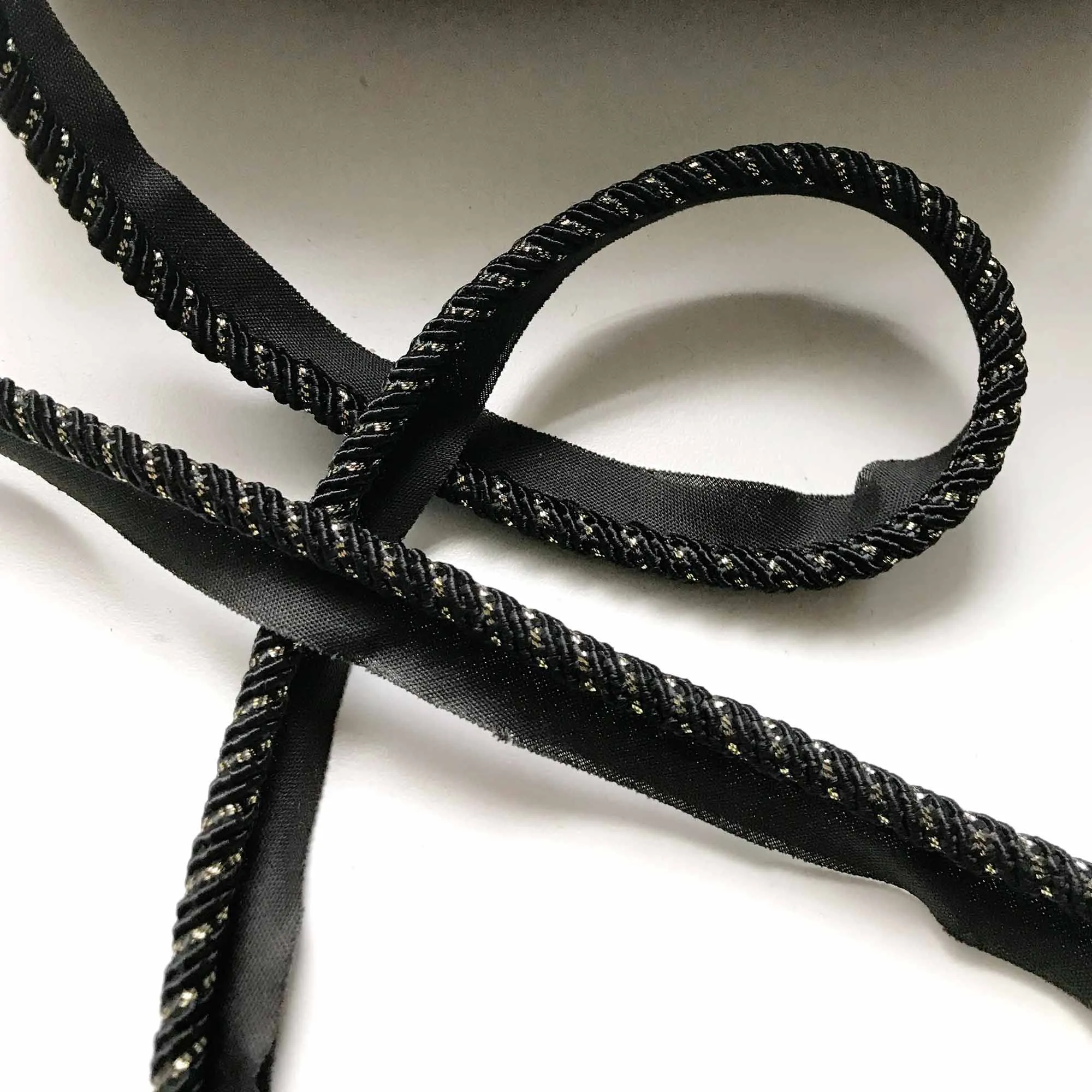 Black High Quality Decorative Lip Cord Trim by the yard