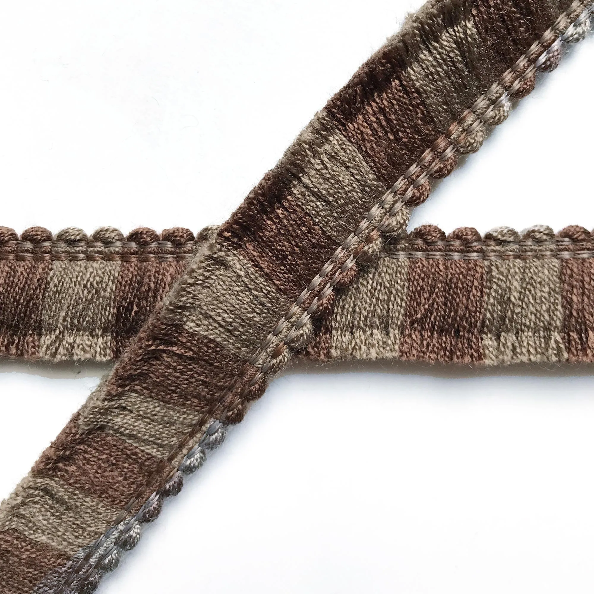 Brown and Taupe High Quality Decorative Brush Fringe Trim by the yard