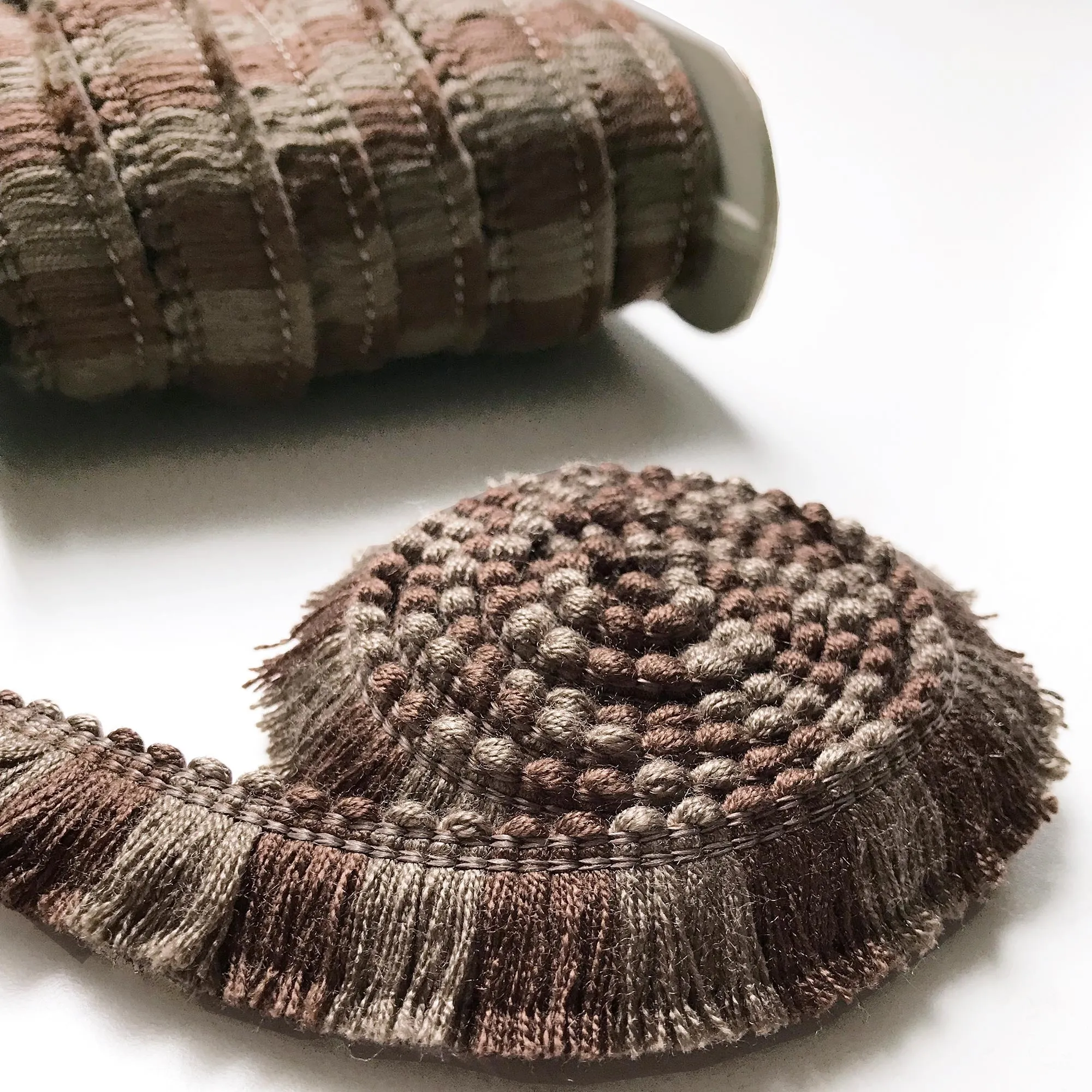 Brown and Taupe High Quality Decorative Brush Fringe Trim by the yard