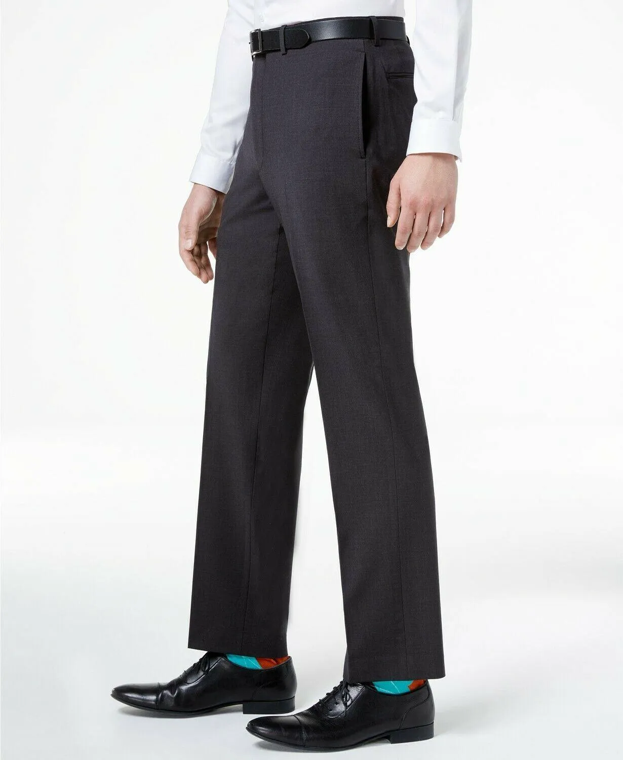 Calvin Klein Mens Slim fit Dress Pants Pants 36 / 32 Charcoal Grey Solid Stretch
