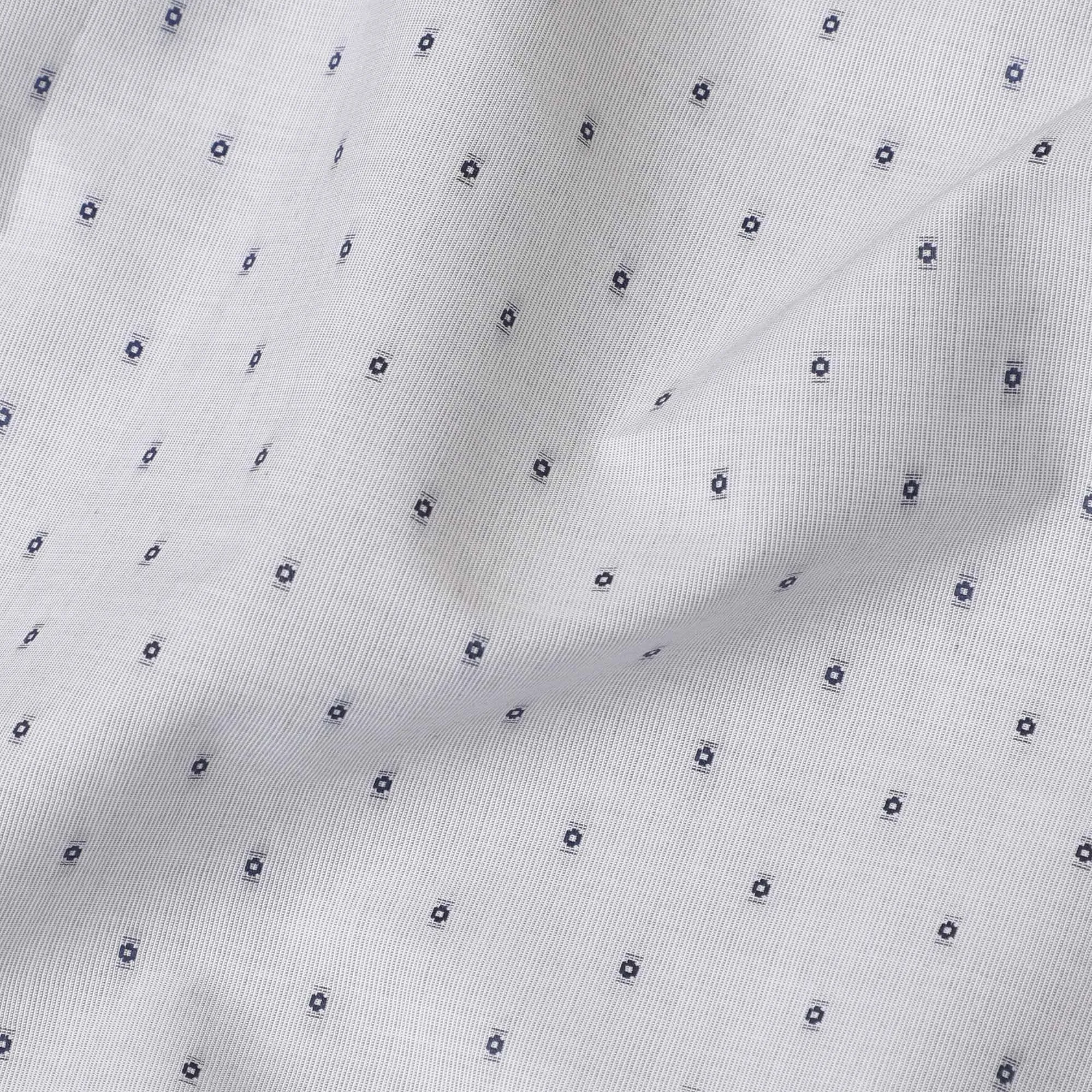 Cloud grey 100% cotton shirting fabric with dark navy blue jacquard in dot design-D7284