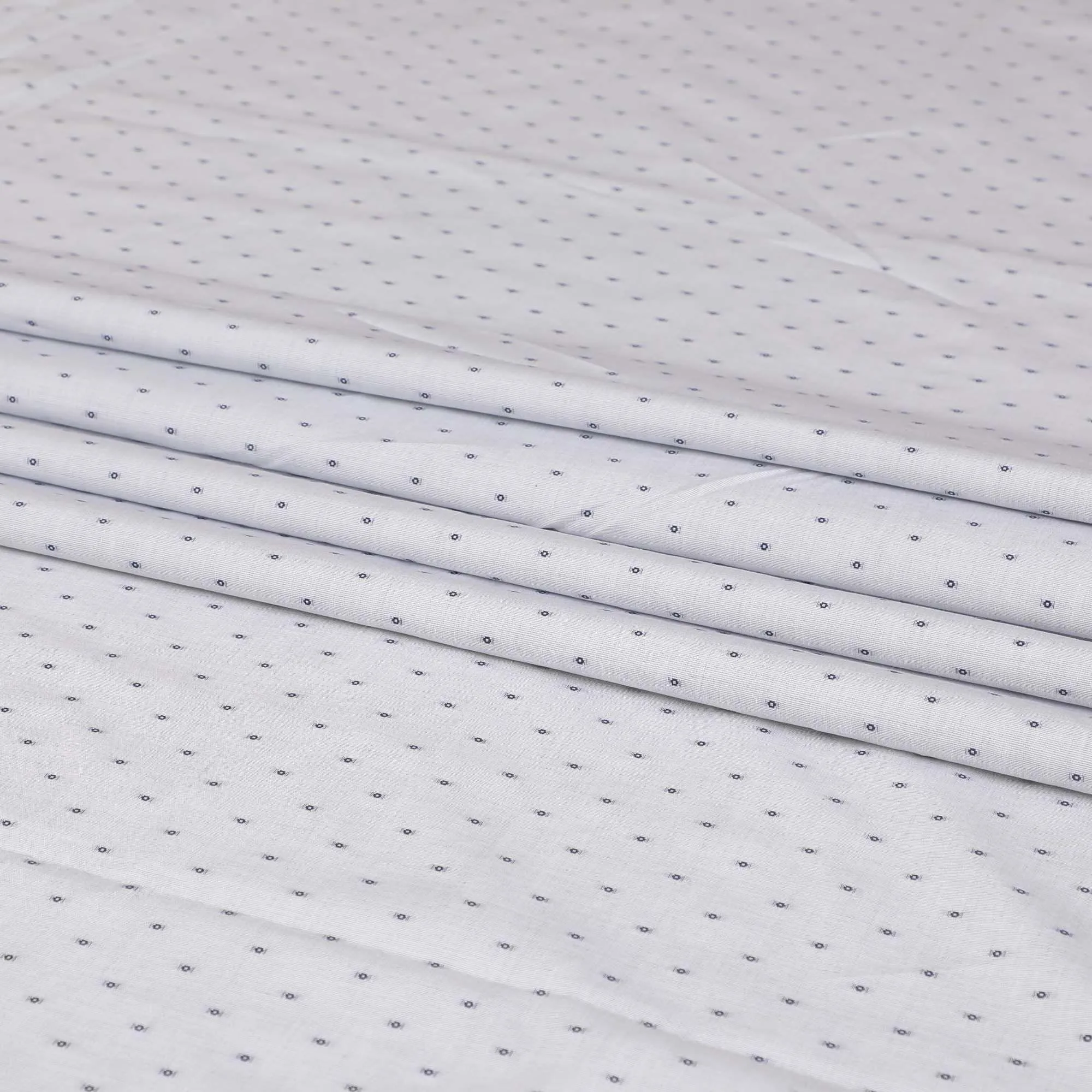 Cloud grey 100% cotton shirting fabric with dark navy blue jacquard in dot design-D7284