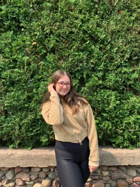 Cropped Sherpa Pullover Hoodie