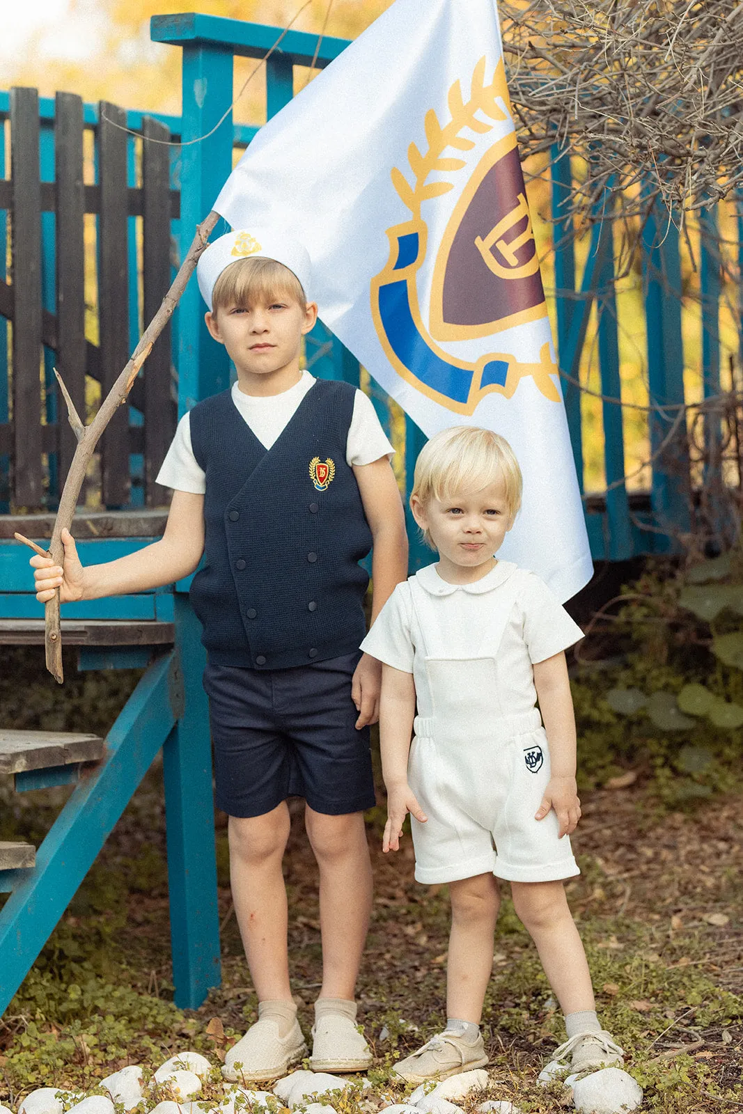 Dinky Boys Double Breasted Sleeveless Knitted Vest Blue