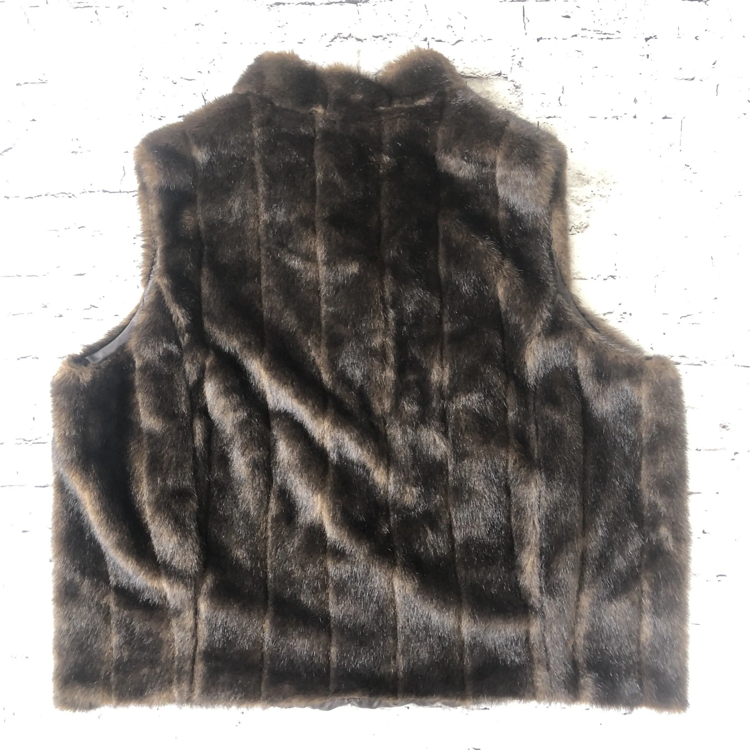 DONNA SALYERS FABULOUS FURS Brown Faux Sable Fur Vest Size 3X