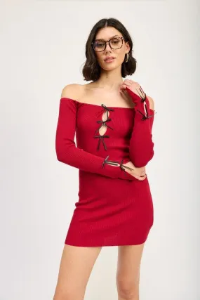 Emory Park Off Shoulder Bodycon Dress with Bow Detail