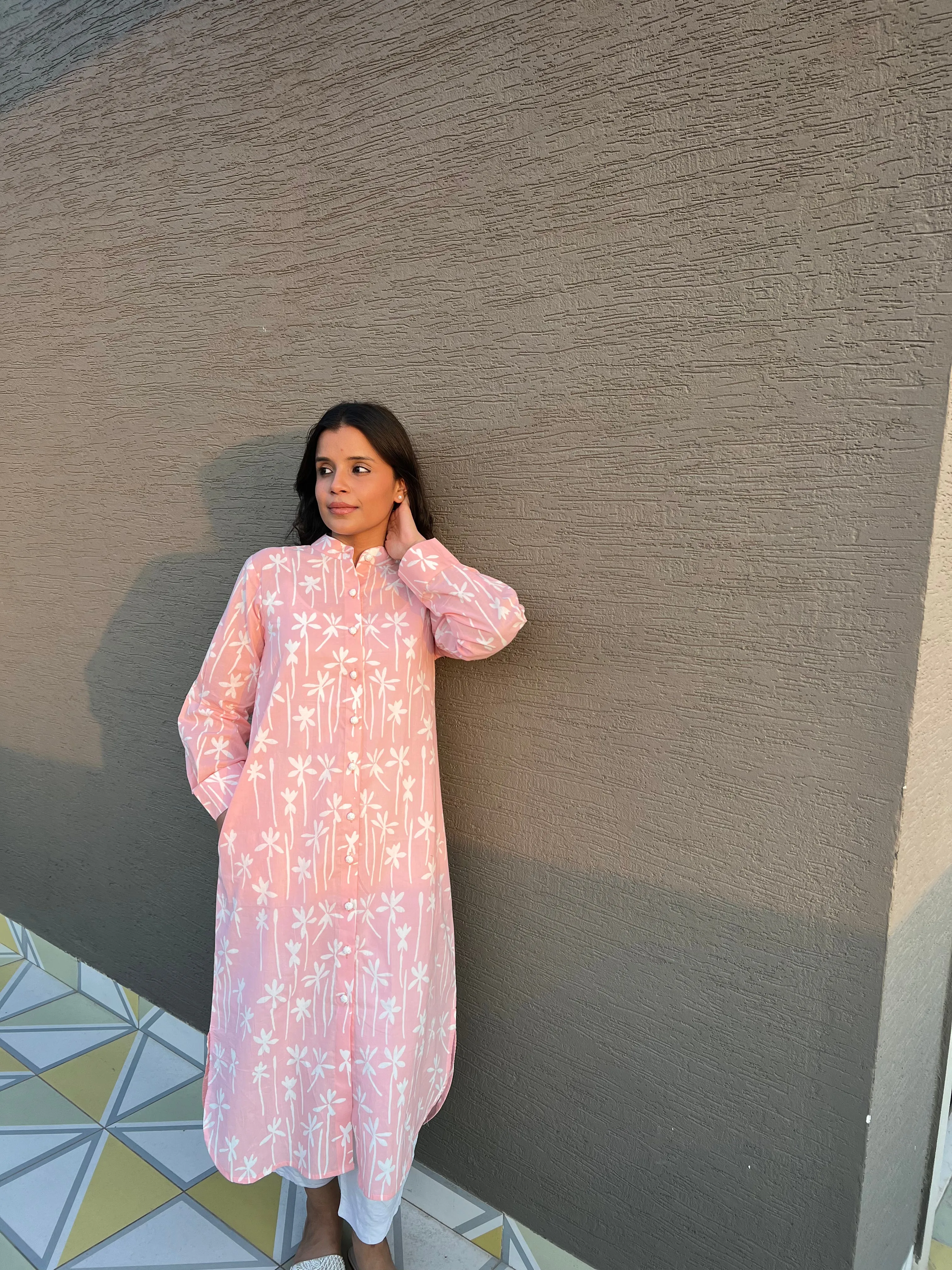 Falak Cotton Pink Kurta