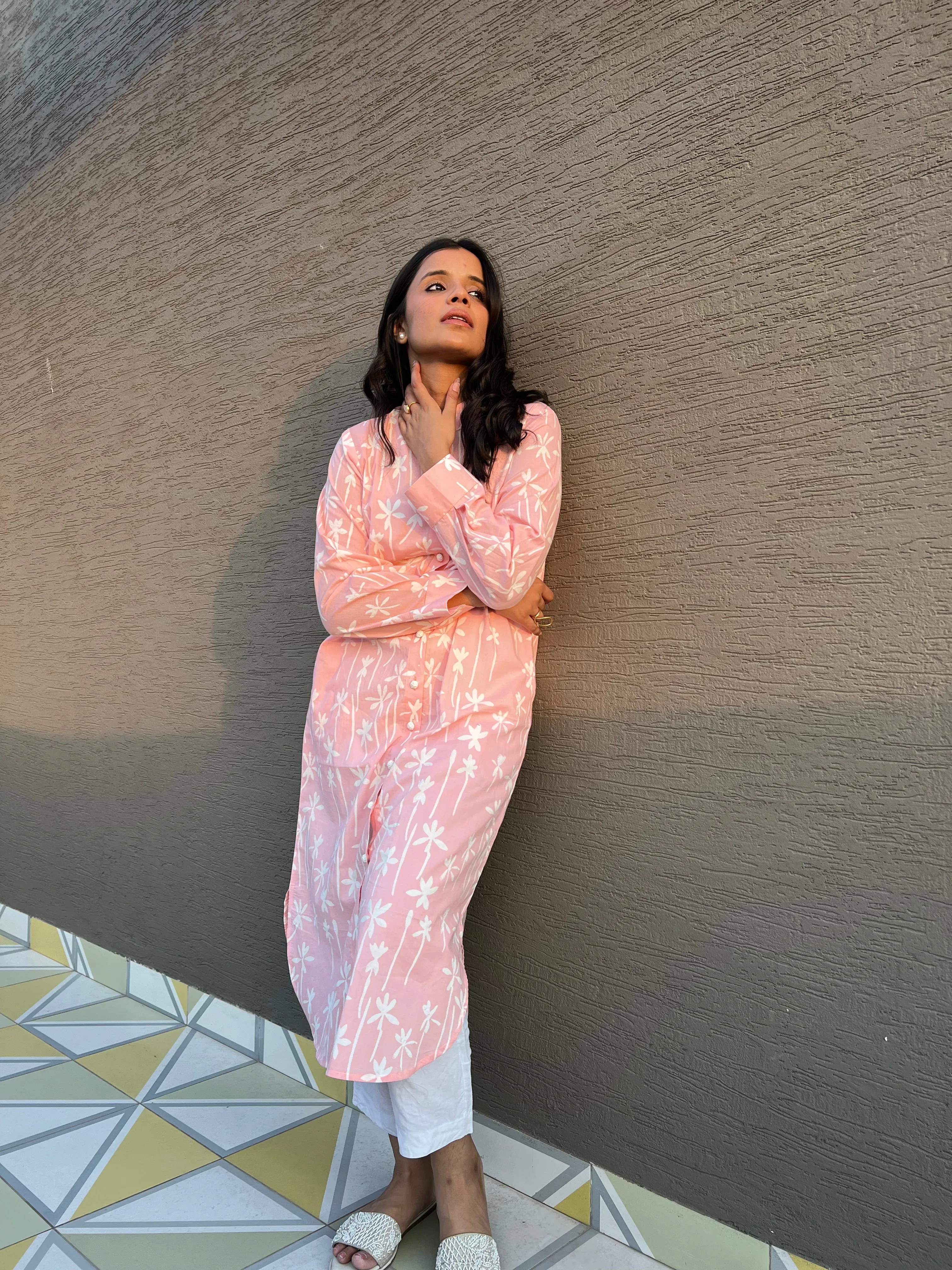 Falak Cotton Pink Kurta