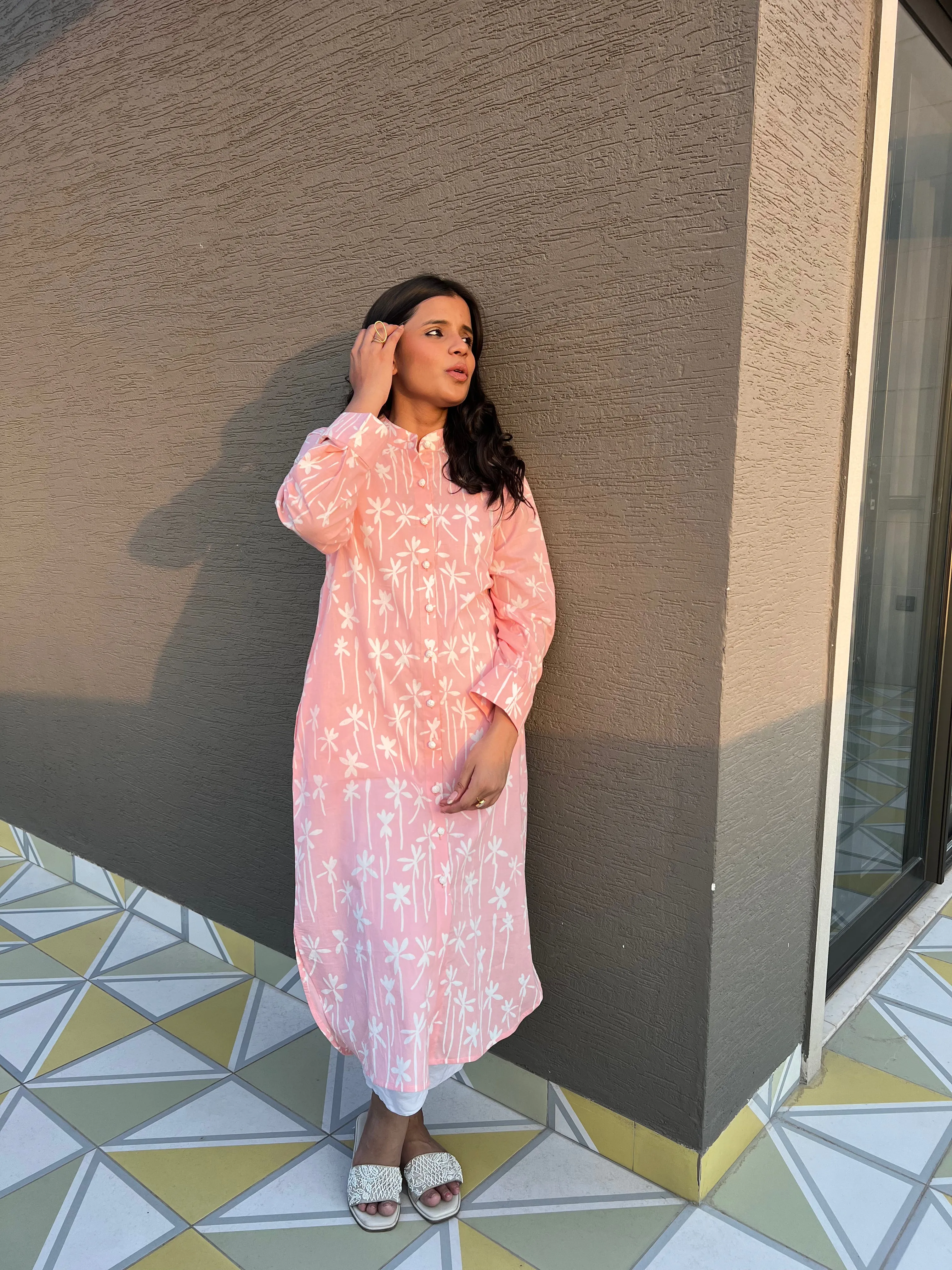 Falak Cotton Pink Kurta