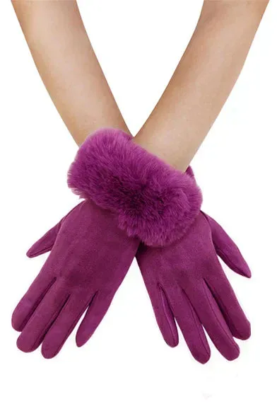 Faux Fur Trim Gloves | Fur Gloves
