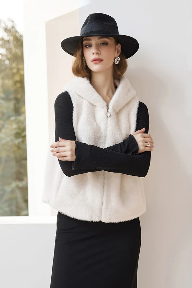Faux Fur Zip-Up Hooded Vest