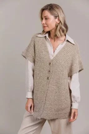 Folie Button Vest Oat