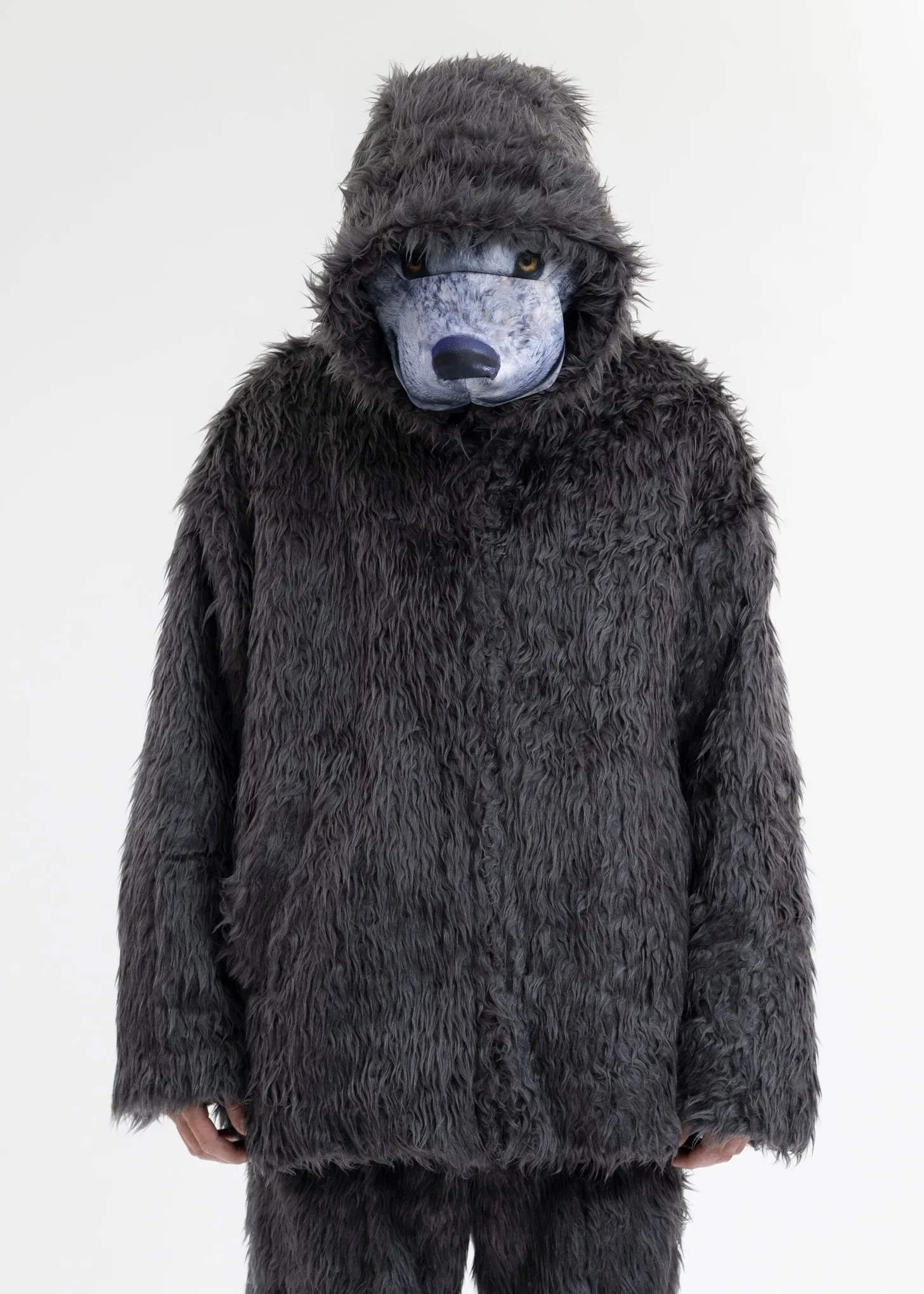 GREY ANIMAL TRIM FUR BLOUSON