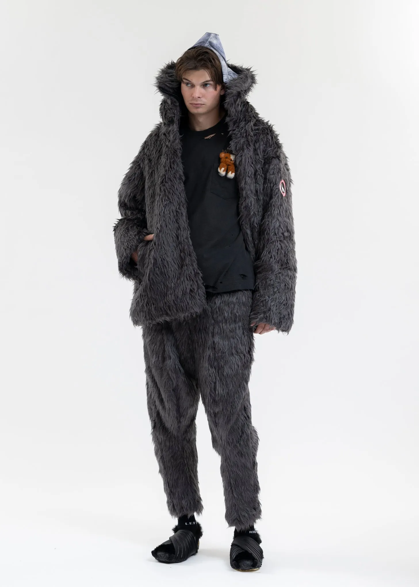 GREY ANIMAL TRIM FUR BLOUSON