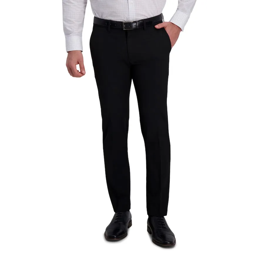 Haggar Mens Slim fit Dress Pants 30 / 29 Black Solid Stretch